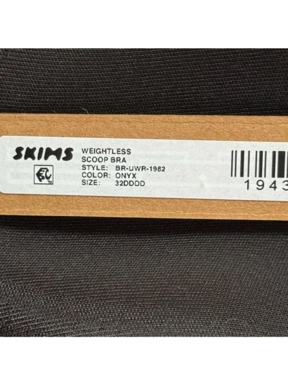 NWT Skims 32DDDD Weightless Scoop Bra Onyx Black $58 MSRP - Picture 2 of 4